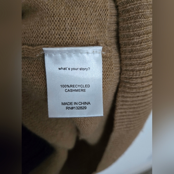 Weekend Stories Tan V-Neck Cashmere Sweater winter warm | size M - Picture 4 of 5